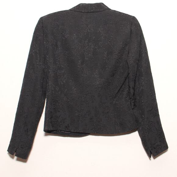 Tahari Luxe Black Brocade Blazer Jacket Size 4 Snap front closures - Picture 2 of 10